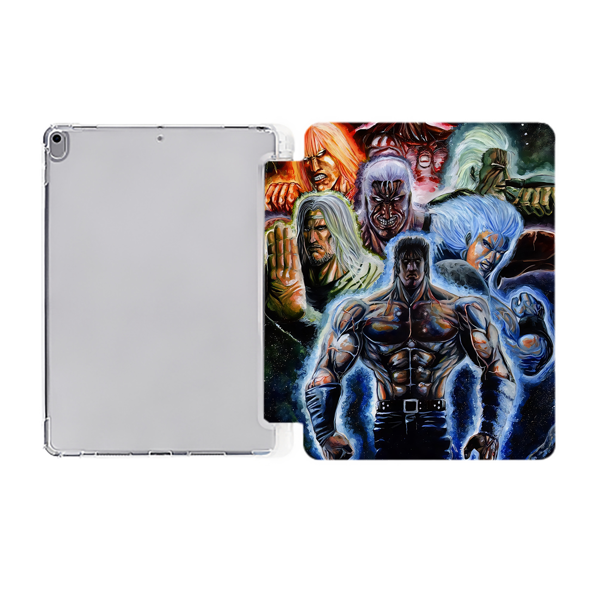 （画像用） 北斗の拳 Fist of the North Star IPad ケース ペン収納付き 三つ折りスタンド PUレザー×シリコン 対応機種9.5/10.5/10.9インチ